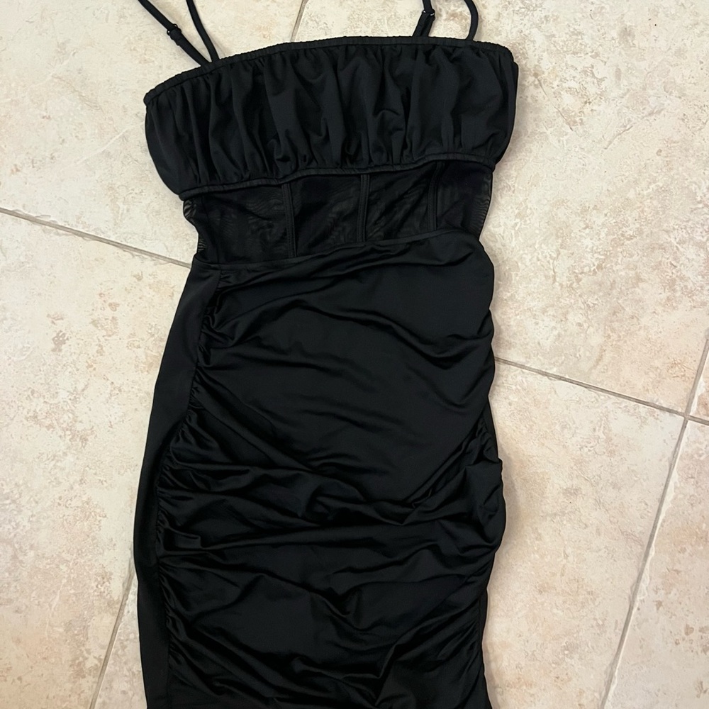 Superdown Black Ruched Dress